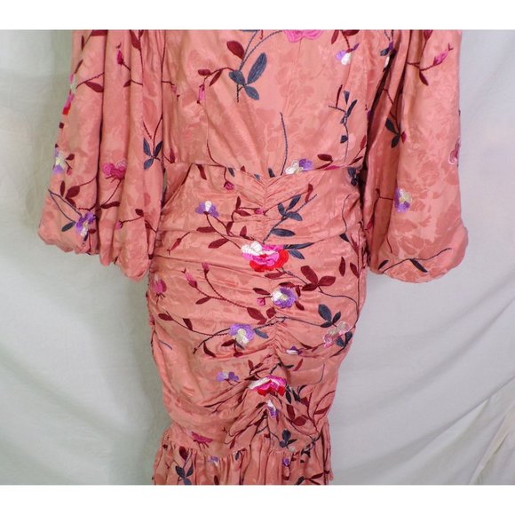 🆕 ByTiMo Ruched Embroidered Jacquard Mini Dress Floral Medium - Picture 11 of 11